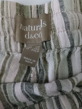 naturals d&co Striped Linen-Blend Pants — Grey & Cream